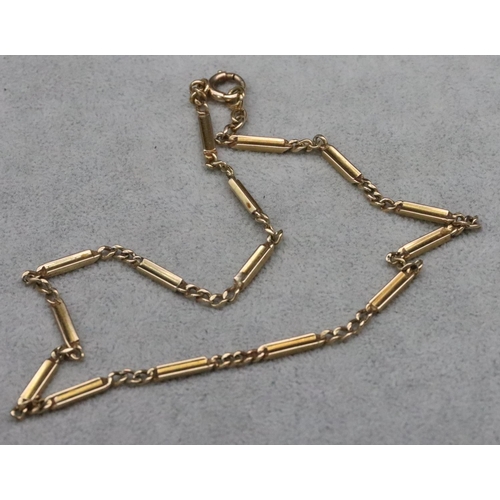 605 - A gold link and bar watch chain, 43cm long, 20.5 grams