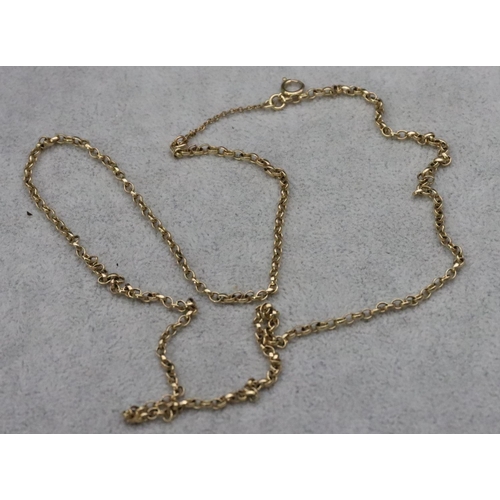 611 - A 9ct gold linked chain, 57cm long, 7.5 grams