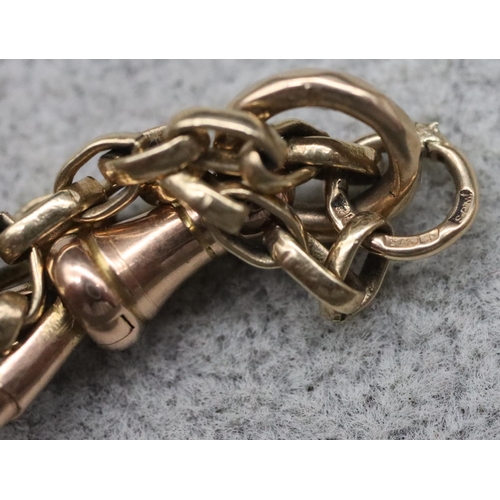 616 - A gold double-row guard chain with 9ct gold clasp, 81.5cm long, 37.3 grams