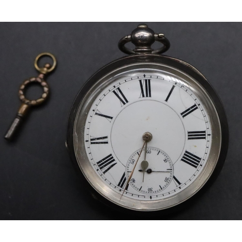 619 - Kendal & Dents 935 silver open faced pocket watch with white enamel dial, seconds dial and Roman num... 