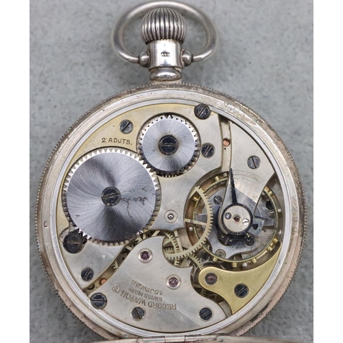 625 - A George V silver open faced pocket watch with white enamel dial, seconds dial and Arabic numerals, ... 