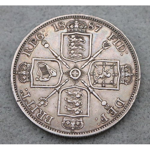 627 - A Victorian silver double Florin, 1887, 22.5 grams