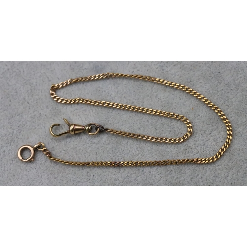 694 - A gold thin fob chain, 30.5cm long, 5.4 grams