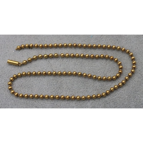 696 - A gold ball chain (clasp a/f), 38cm long, 9.1 grams