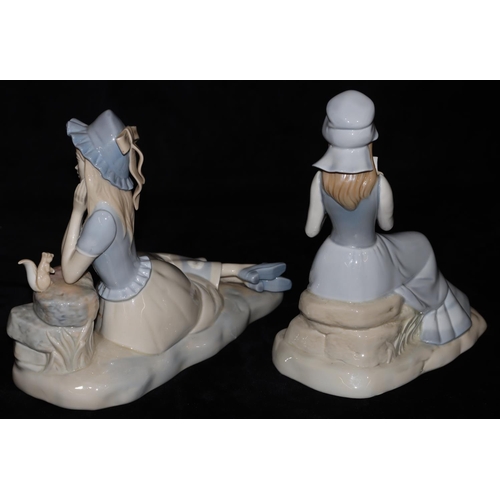 72 - 2 Lladro style figures of seated ladies, largest 23cm high (2)