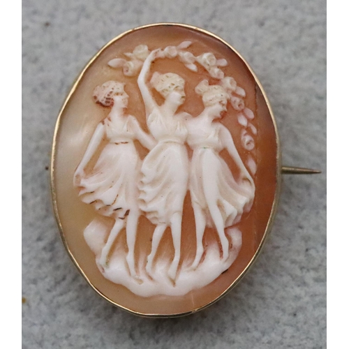 722 - A 9ct gold mounted oval cameo 