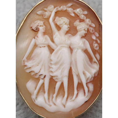 722 - A 9ct gold mounted oval cameo 