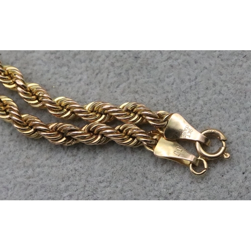 723 - A 9ct gold rope linked bracelet, 2.7 grams