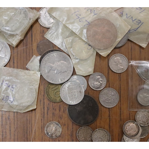 742 - 16 silver Threepences and a quantity of various coins etc.