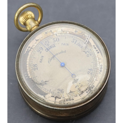 750 - SM, London gilt metal pocket thermometer/compass (a/f), in double hinged carrying case and a brass a... 