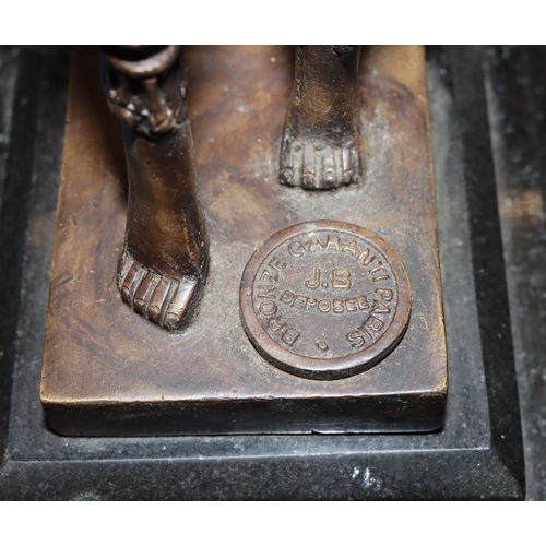 754 - A reproduction Art Deco bronze figure of a dancing lady on black square platform base, 41cm high