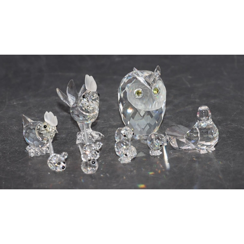 76 - 10 various miniature Swarovski figures of birds and mice, largest 5cm high