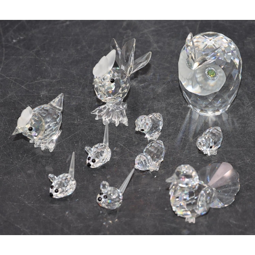 76 - 10 various miniature Swarovski figures of birds and mice, largest 5cm high