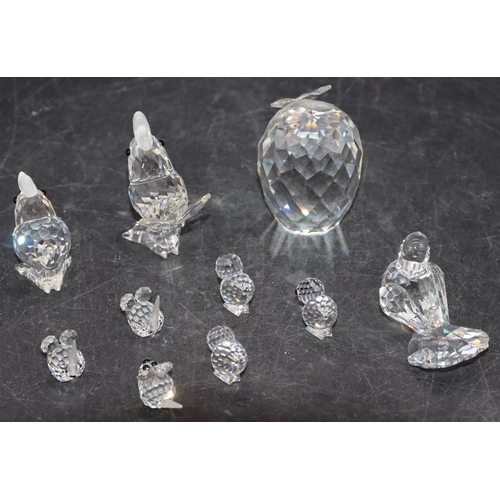 76 - 10 various miniature Swarovski figures of birds and mice, largest 5cm high