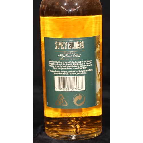 760 - Speyburn 10 Years Old single Highland Malt Scotch Whisky with metal tube case (no lid)