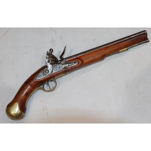 772 - A George III Long Sea Service Flintlock belt pistol, stamped "Tower and GR" (Neat Four-End repair an...