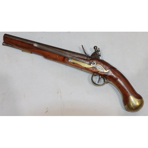 772 - A George III Long Sea Service Flintlock belt pistol, stamped 