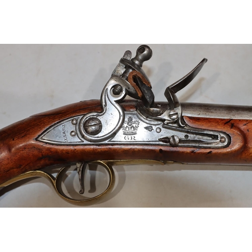 772 - A George III Long Sea Service Flintlock belt pistol, stamped 