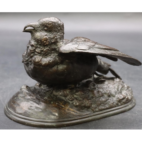 775 - Jules Moigniez (1835-1894) bronze figure of a bird (Cuckoo)  (Both legs in need of restoration), sig... 