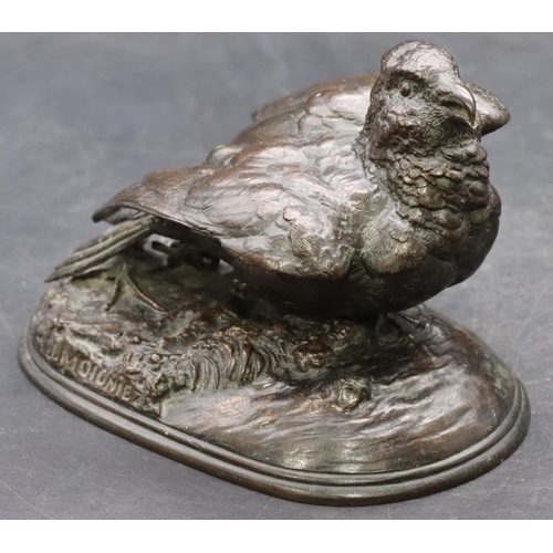 775 - Jules Moigniez (1835-1894) bronze figure of a bird (Cuckoo)  (Both legs in need of restoration), sig... 