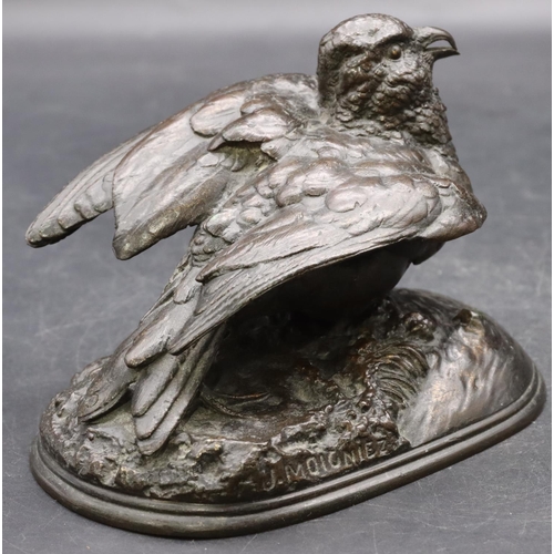 775 - Jules Moigniez (1835-1894) bronze figure of a bird (Cuckoo)  (Both legs in need of restoration), sig... 