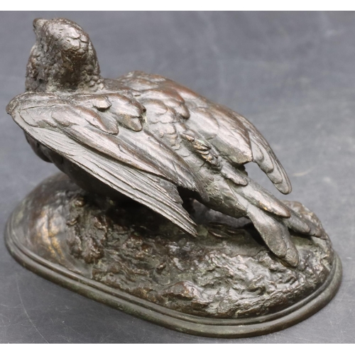 775 - Jules Moigniez (1835-1894) bronze figure of a bird (Cuckoo)  (Both legs in need of restoration), sig... 