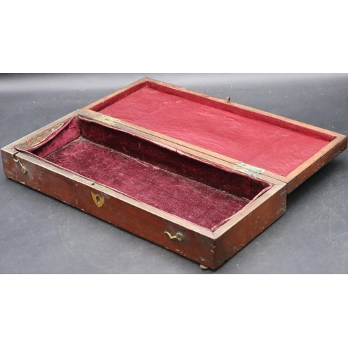 794 - A 19th Century mahogany rectangular shaped box with hinged lid (interior a/f), 32cm wide