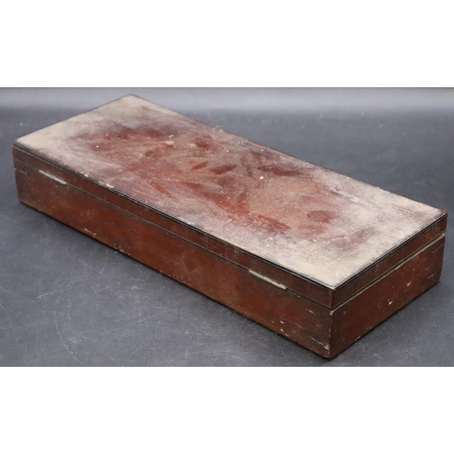 794 - A 19th Century mahogany rectangular shaped box with hinged lid (interior a/f), 32cm wide