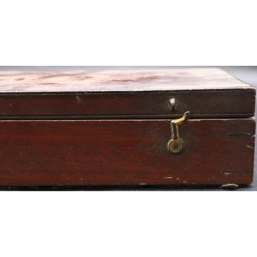 794 - A 19th Century mahogany rectangular shaped box with hinged lid (interior a/f), 32cm wide