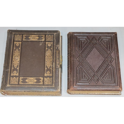 795 - A 19th Century leather photograph album with gilt decoration and lockable clasp (no key) enclosing p... 