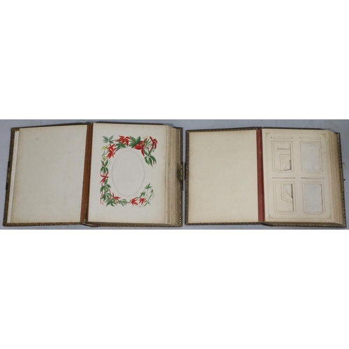 795 - A 19th Century leather photograph album with gilt decoration and lockable clasp (no key) enclosing p... 