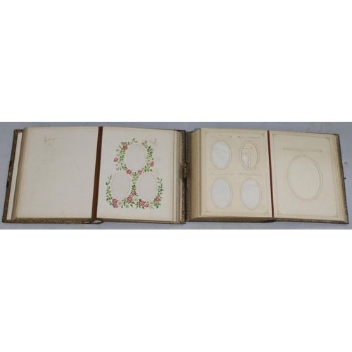 795 - A 19th Century leather photograph album with gilt decoration and lockable clasp (no key) enclosing p... 