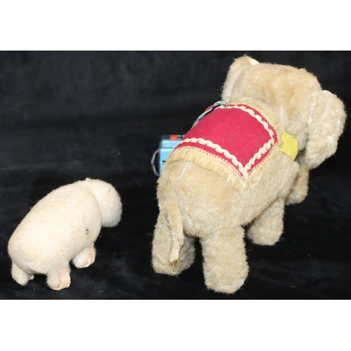 806 - A battery operated mechanical elephant, 16cm high, a Tri-Ang Minic walking bear (boxed) (2)