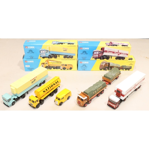 860 - 4 Corgi Classics, 27601 Atkinson 8-wheel Truck and Trailer with Loads Set (boxed), 21401 Wall's AEC ... 