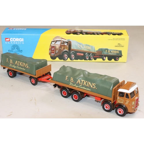 860 - 4 Corgi Classics, 27601 Atkinson 8-wheel Truck and Trailer with Loads Set (boxed), 21401 Wall's AEC ... 