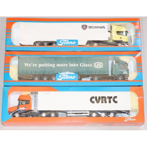 869 - 3 Tekno 1/50th Scale Trucks, Scania, United Glass and CVR TC (all boxed) (3)