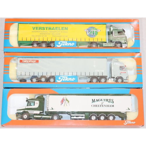 870 - 3 Tekno 1/50th Scale Trucks, Maguires number 94, Cavewood number 72 and Verstraelen (all boxed) (3)