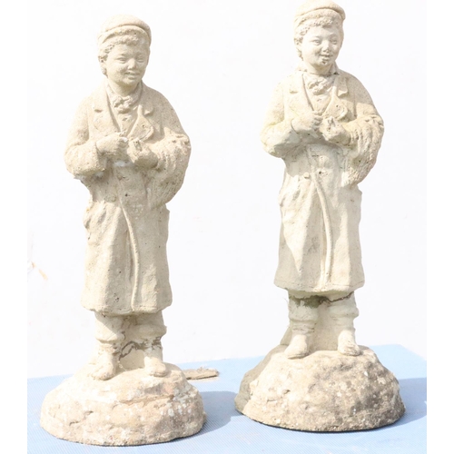 880 - A pair of concrete small garden figures of standing boys, 44cm high