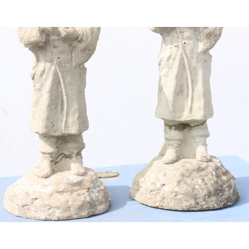 880 - A pair of concrete small garden figures of standing boys, 44cm high