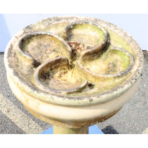 884 - A Royal Doulton stoneware round bird bath with 4-sectioned circular top on round sweeping base, 39.5... 