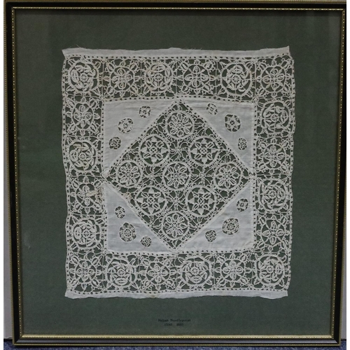 900 - A 17th century Italian needlepoint panel  circa 1590 - 1610, panel 29cm x 26.5cm