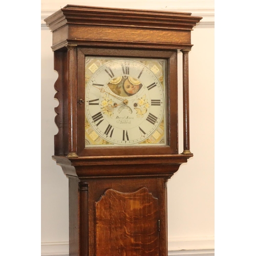 920 - David Jones, Amlwch, 19th Century oak 8-day striking longcase clock with square painted moon-faced d... 