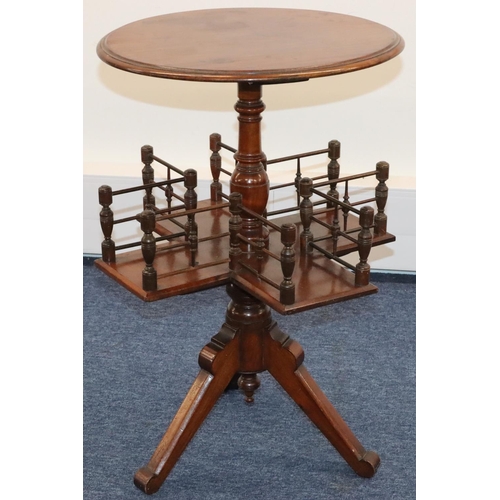 926 - A Victorian walnut round occasional table with galleried rotating under tier on 3 splayed legs, 46cm... 