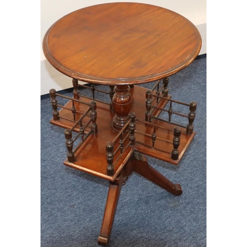 926 - A Victorian walnut round occasional table with galleried rotating under tier on 3 splayed legs, 46cm... 