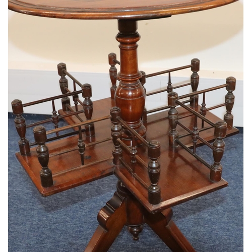 926 - A Victorian walnut round occasional table with galleried rotating under tier on 3 splayed legs, 46cm... 