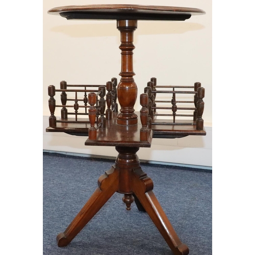 926 - A Victorian walnut round occasional table with galleried rotating under tier on 3 splayed legs, 46cm... 