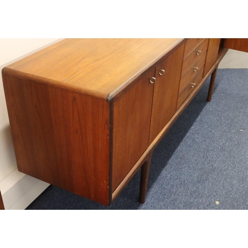 937 - A Younger retro teak large sideboard with 4 centre drawers flanked by 4 panelled doors, 214cm long, ... 