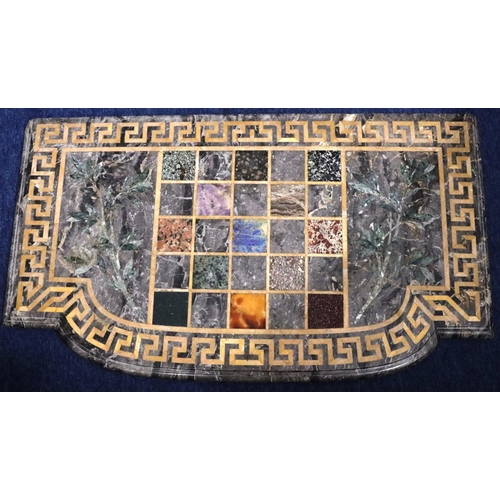 951 - A 19th century Grand Tour Specimen Marble and Pietra Dura breakfront top (no base) with inset square... 