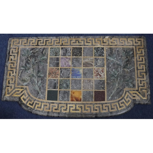 951 - A 19th century Grand Tour Specimen Marble and Pietra Dura breakfront top (no base) with inset square... 