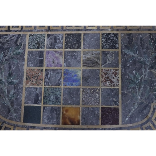 951 - A 19th century Grand Tour Specimen Marble and Pietra Dura breakfront top (no base) with inset square... 